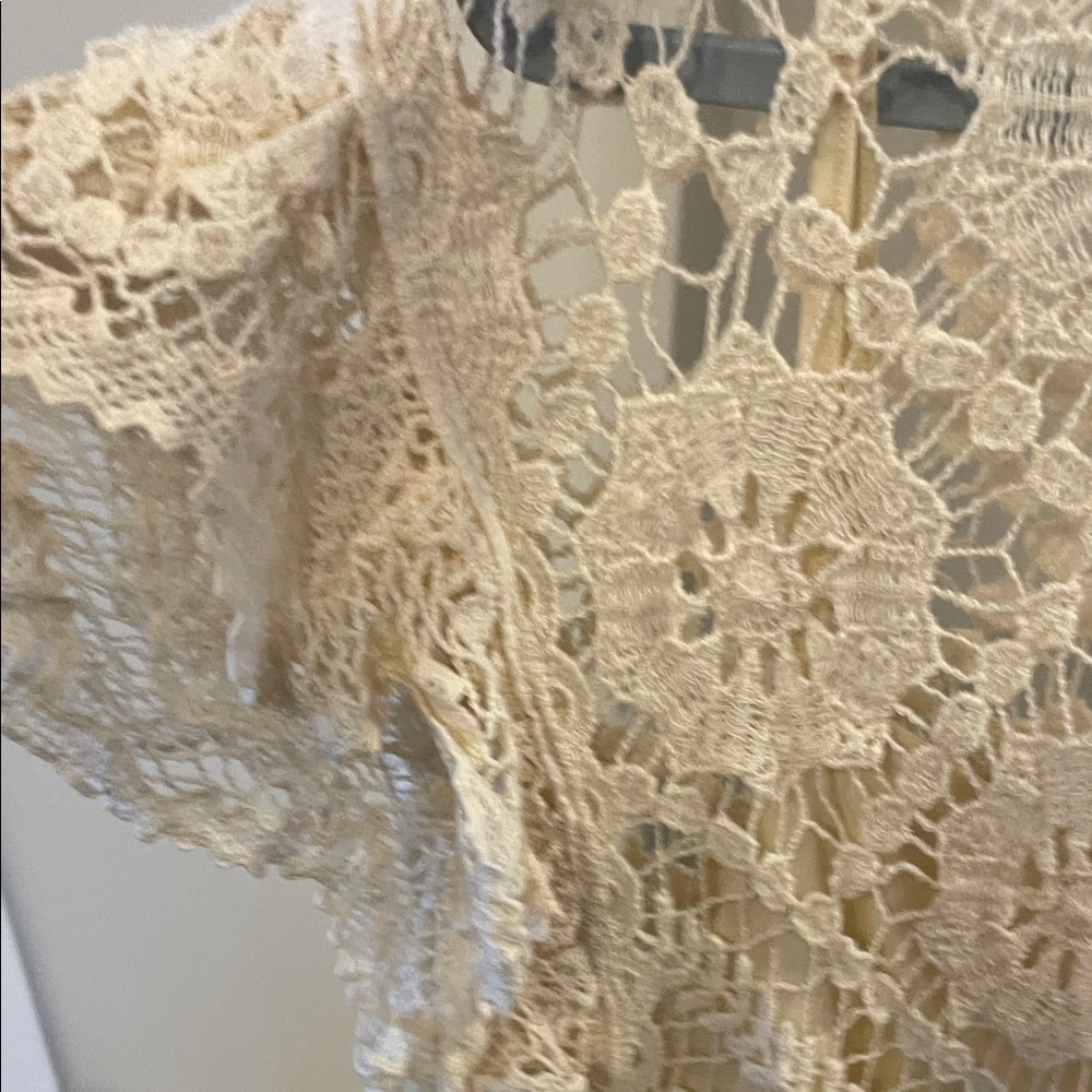 Anthropologie Cream Crochet Lace Blouse - Picture 6 of 7